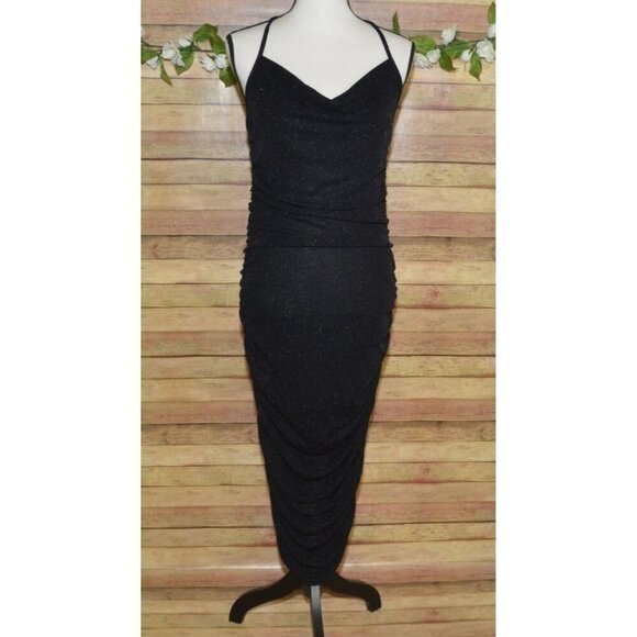 Forever Rose Couture NWT Black Sparkle Sexy Bodycon Dress Size XL Midi Sleeveles - Picture 1 of 10